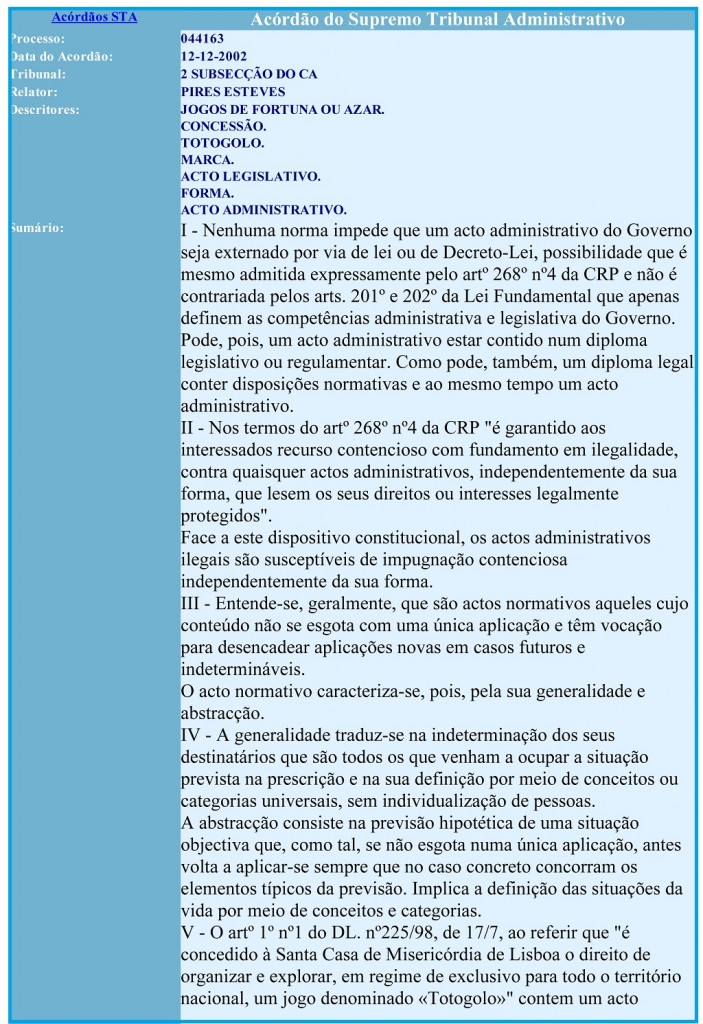 12-12-2002 Acordão do Supremo Tribunal Administrativo