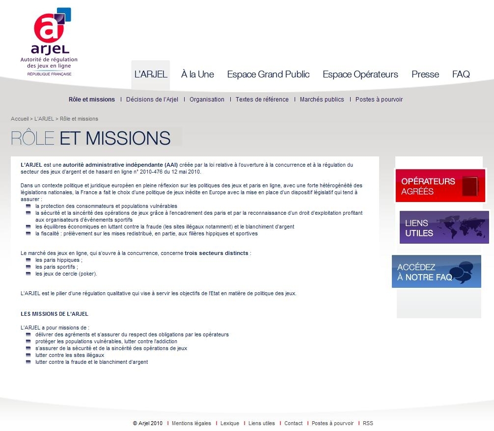 ARJEL - Função e Missão