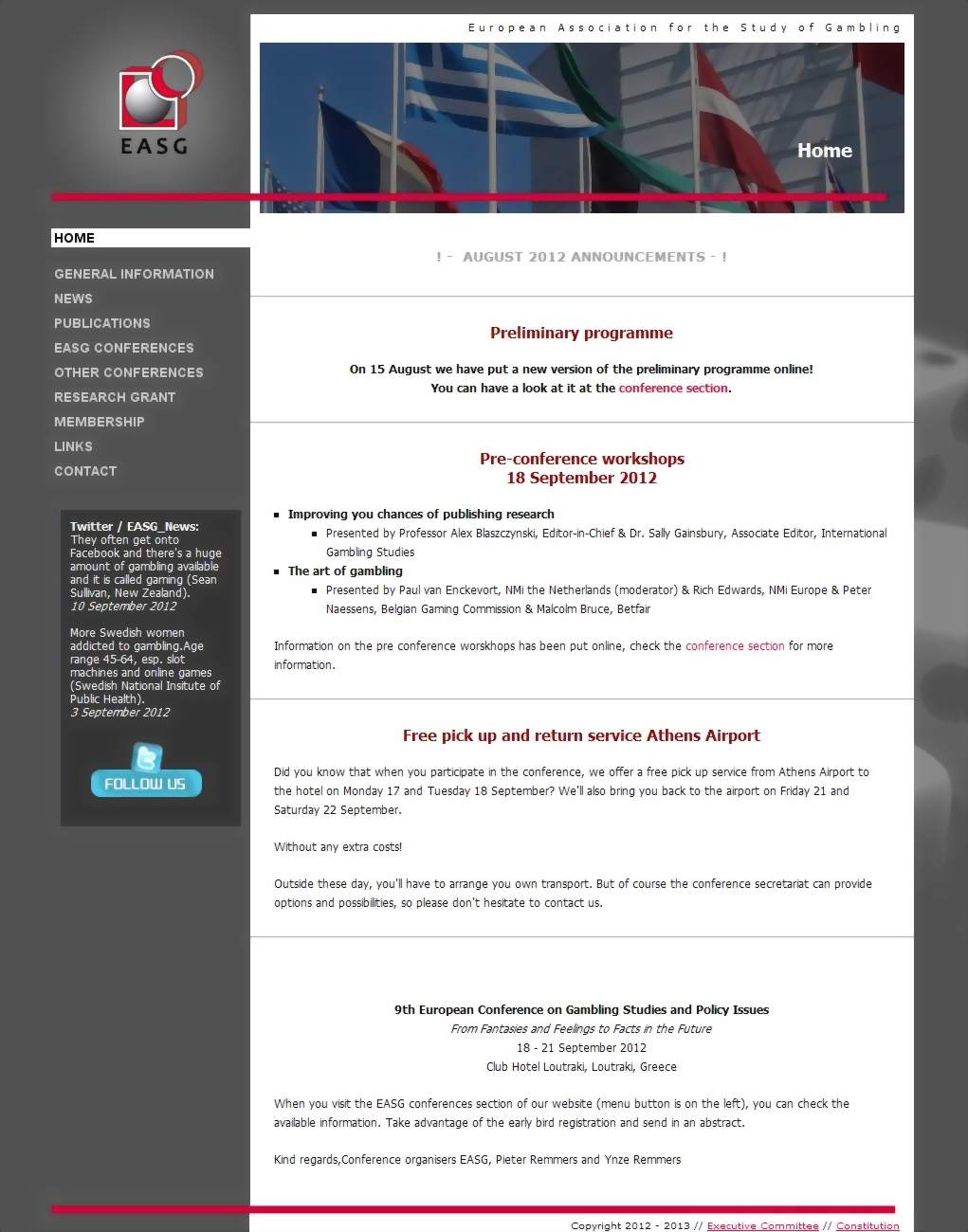 18-21.09.2012 - 9th European Conference on Gambling Studies and Policy Issues