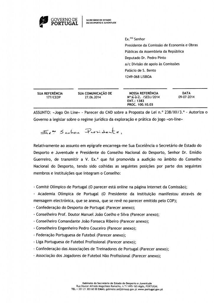 Ofício Conselho Nacional do Desporto