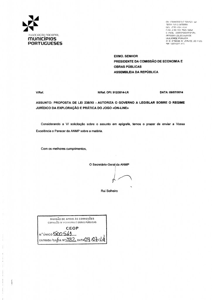 Parecer ANMP - Associação Nacional de Municípios Portugueses