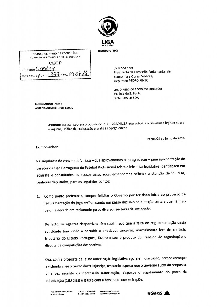 Parecer LPF - Liga Portuguesa de Futebol