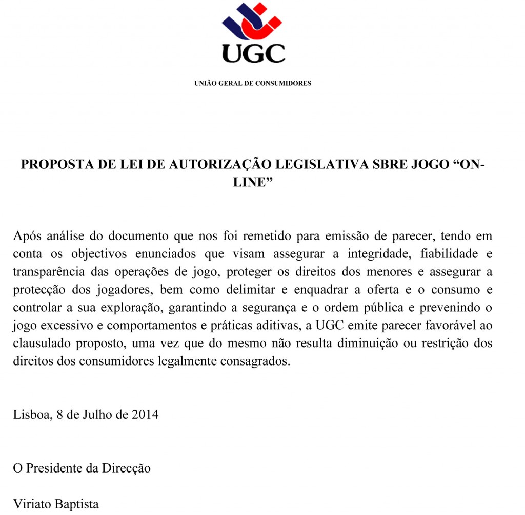 Parecer UGC - União Geral de Consumidores