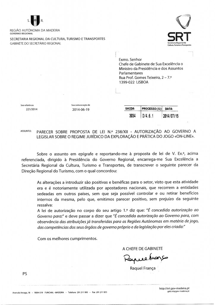 Parecer do Governo da RAM