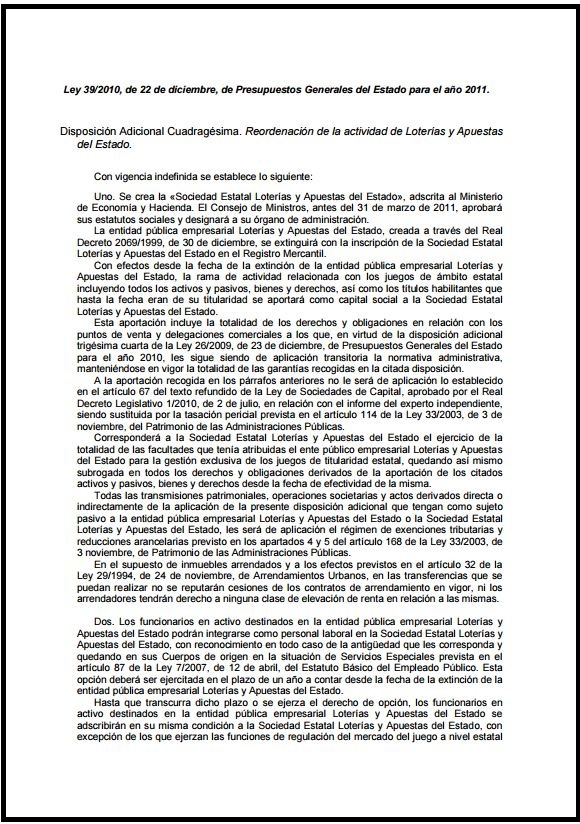 Disposición adicional cuadragésima de la ley 39-2010, de 22 de diciembre...